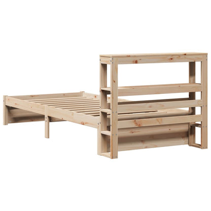 Bedframe met hoofdbord massief grenenhout 75x190 cm