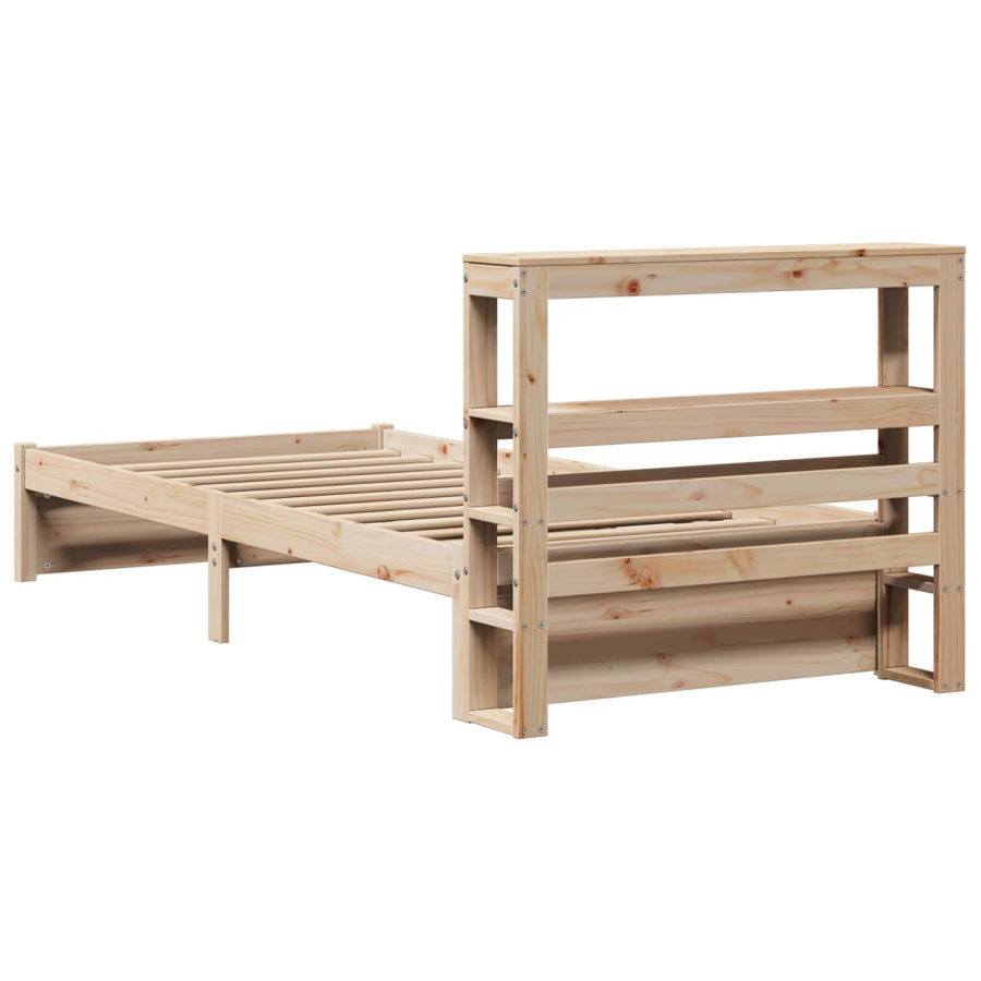 Bedframe met hoofdbord massief grenenhout 75x190 cm