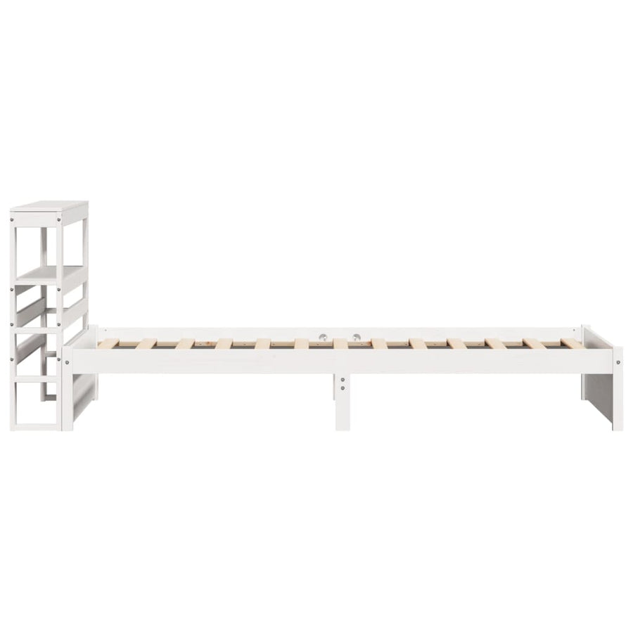 Bedframe met hoofdbord massief grenenhout wit 75x190 cm
