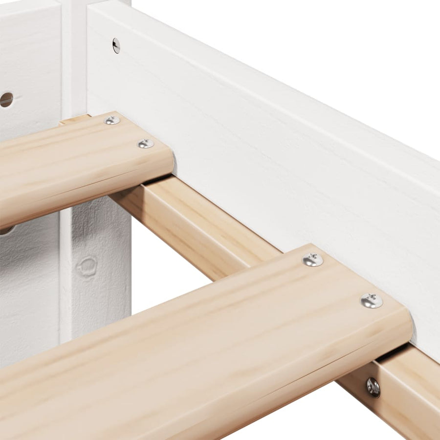 Bedframe met hoofdbord massief grenenhout wit 75x190 cm