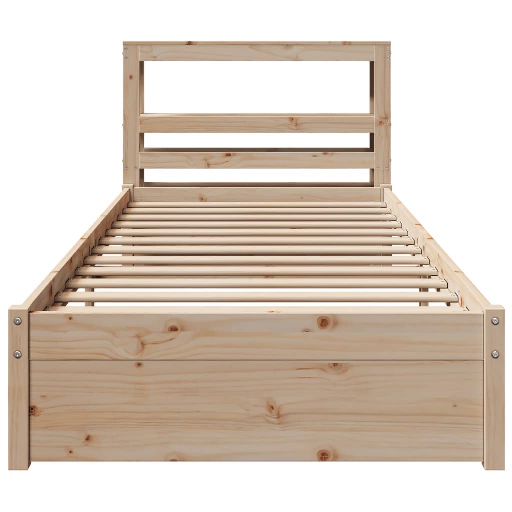 Bedframe met hoofdbord massief grenenhout 90x190 cm