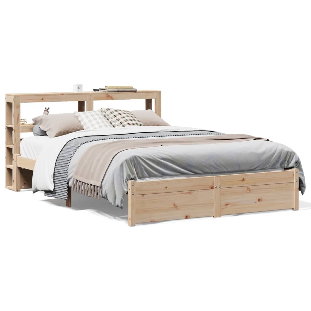 Bedframe met hoofdbord massief grenenhout 140x190 cm