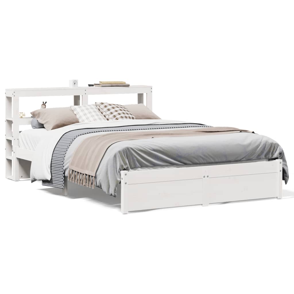 Bedframe met hoofdeinde zonder matras 140x190 cm wit