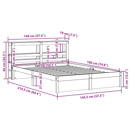 Bedframe met hoofdeinde zonder matras 140x190 cm wit