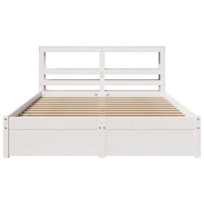 Bedframe met hoofdeinde zonder matras 140x190 cm wit