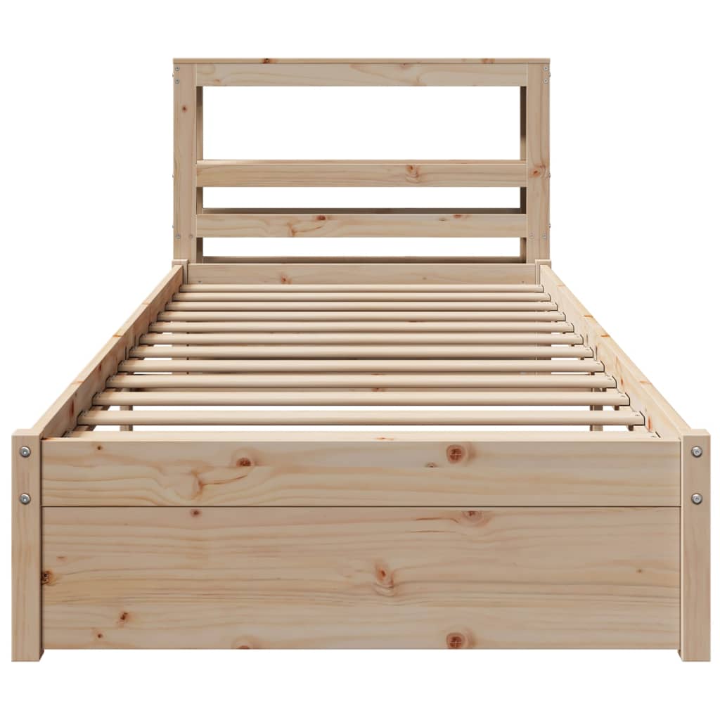 Bedframe met hoofdbord massief grenenhout 90x200 cm