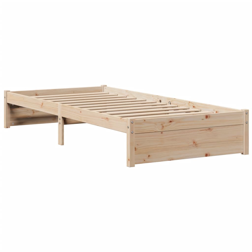 Bedframe met hoofdbord massief grenenhout 90x200 cm