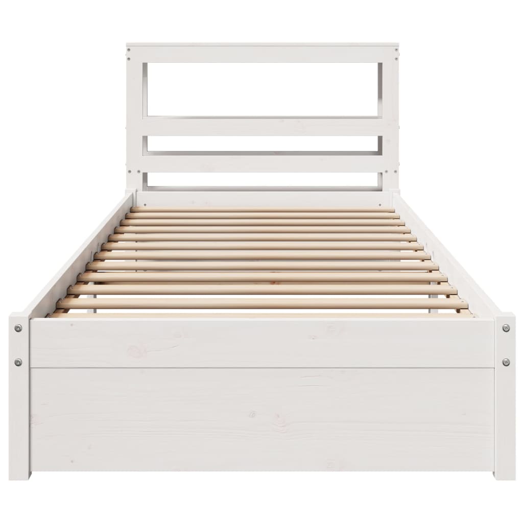 Bedframe Met Hoofdeinde Zonder Matras 90 x 200 cm Wit