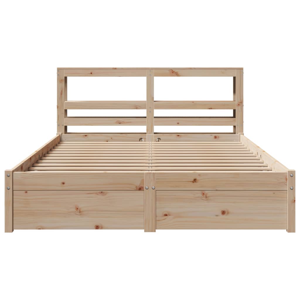 Bedframe met hoofdbord massief grenenhout 120x200 cm
