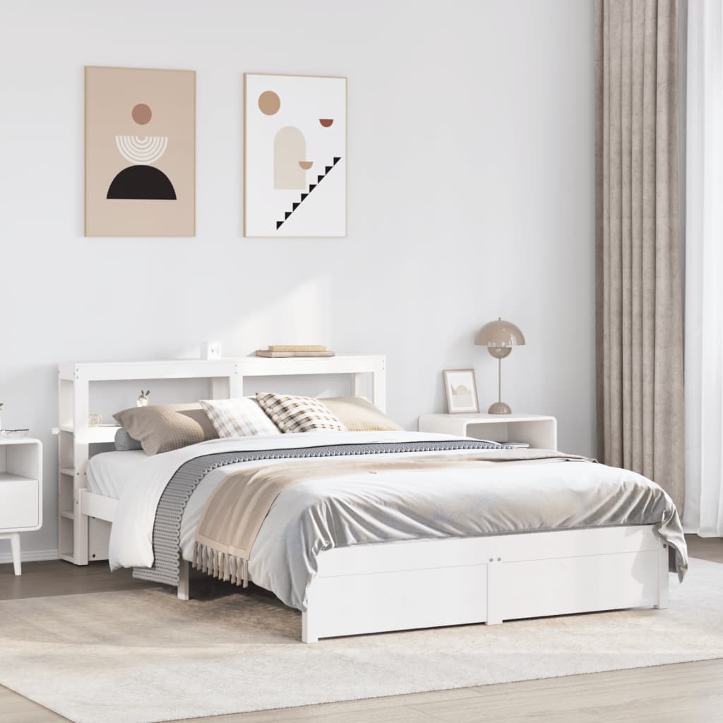 Bedframe met hoofdeinde zonder matras 120x200 cm wit