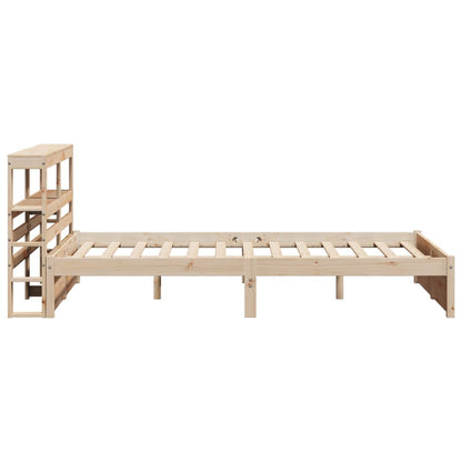 Bedframe met hoofdbord massief grenenhout wit 140x200 cm