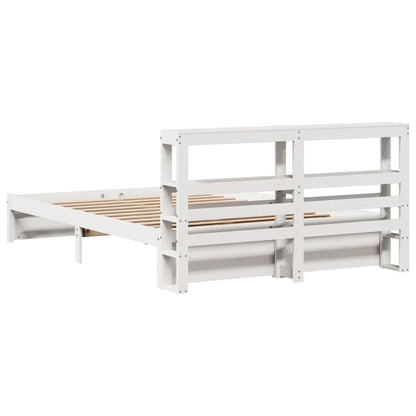 Bedframe met hoofdeinde zonder matras 140x200 cm wit