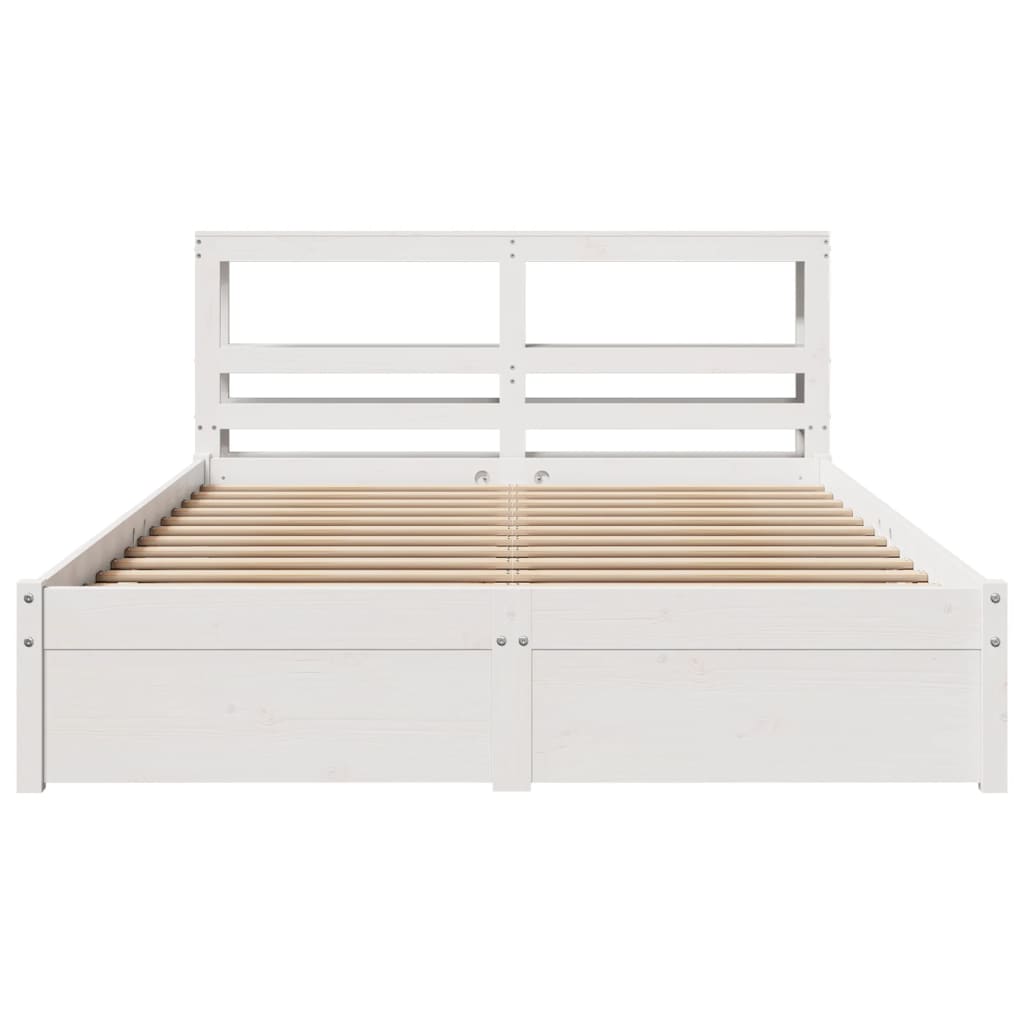 Bedframe met hoofdeinde zonder matras 160x200 cm wit