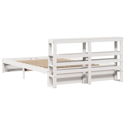 Bedframe met hoofdeinde zonder matras 160x200 cm wit