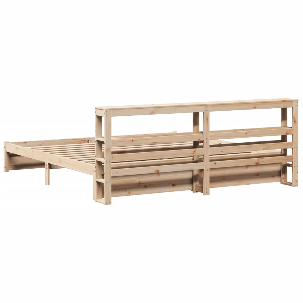Bedframe met hoofdbord massief grenenhout 180x200 cm
