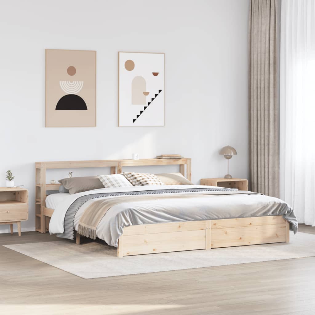 Bedframe met hoofdbord massief grenenhout 180x200 cm