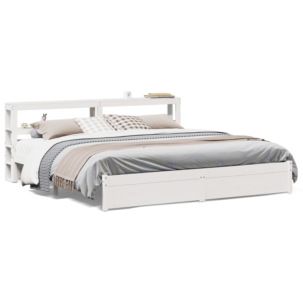 Bedframe met hoofdeinde zonder matras 180x200 cm wit