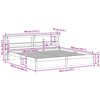 Bedframe met hoofdeinde zonder matras 180x200 cm wit