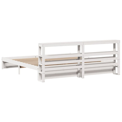 Bedframe met hoofdeinde zonder matras 180x200 cm wit