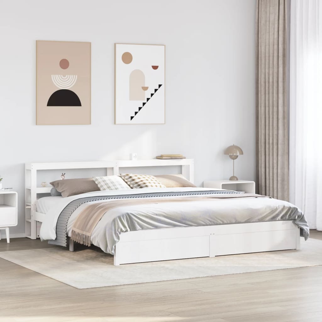Bedframe met hoofdeinde zonder matras 180x200 cm wit