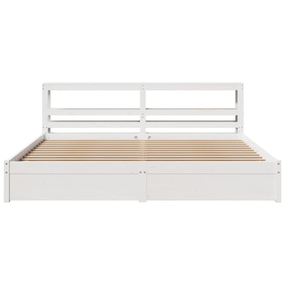 Bedframe met hoofdeinde zonder matras 200x200 cm wit