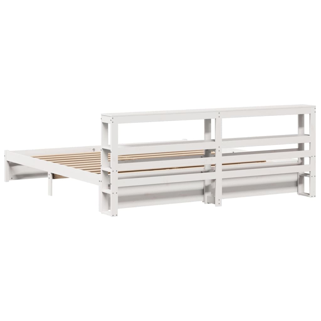 Bedframe met hoofdeinde zonder matras 200x200 cm wit