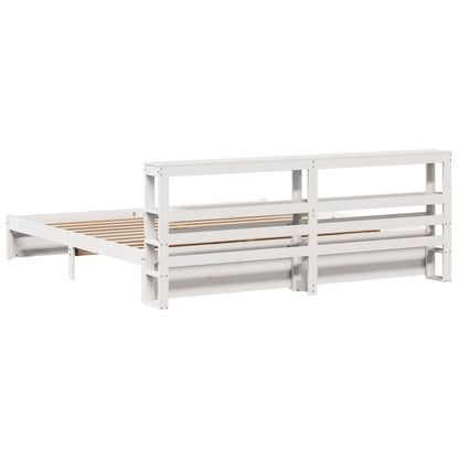 Bedframe met hoofdeinde zonder matras 200x200 cm wit