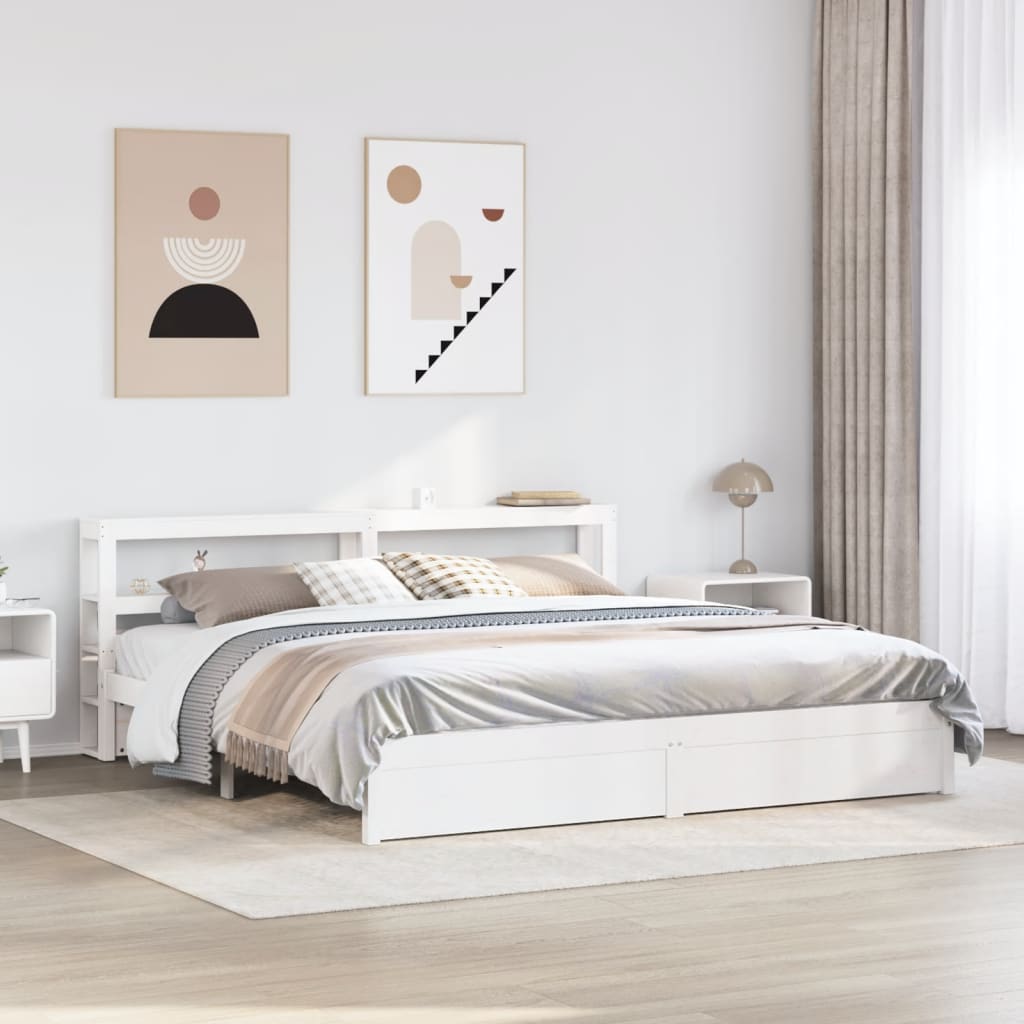 Bedframe met hoofdeinde zonder matras 200x200 cm wit