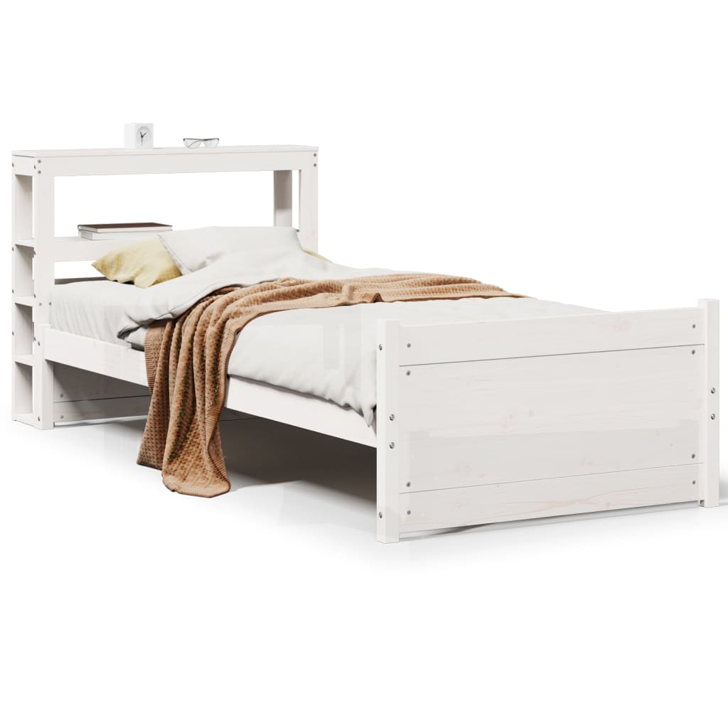 Bedframe met hoofdeinde zonder matras 90x190 cm wit