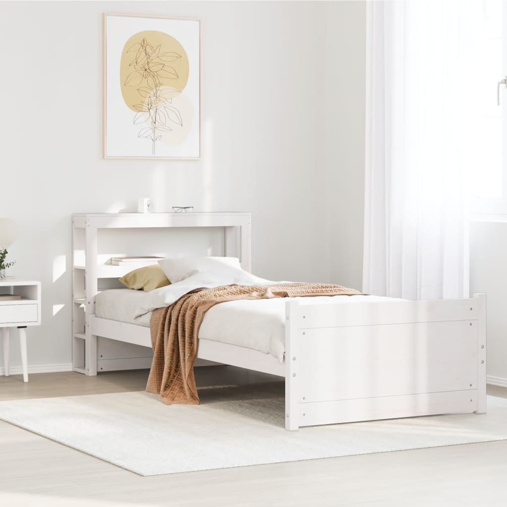 Bedframe met hoofdeinde zonder matras 90x190 cm wit
