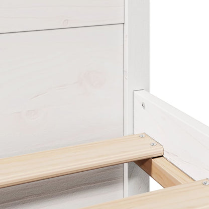 Bedframe met hoofdbord massief grenenhout wit 135x190 cm
