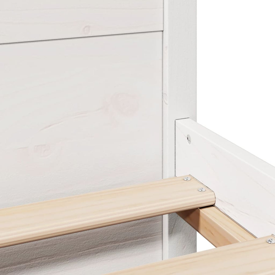 Bedframe met hoofdbord massief grenenhout wit 135x190 cm