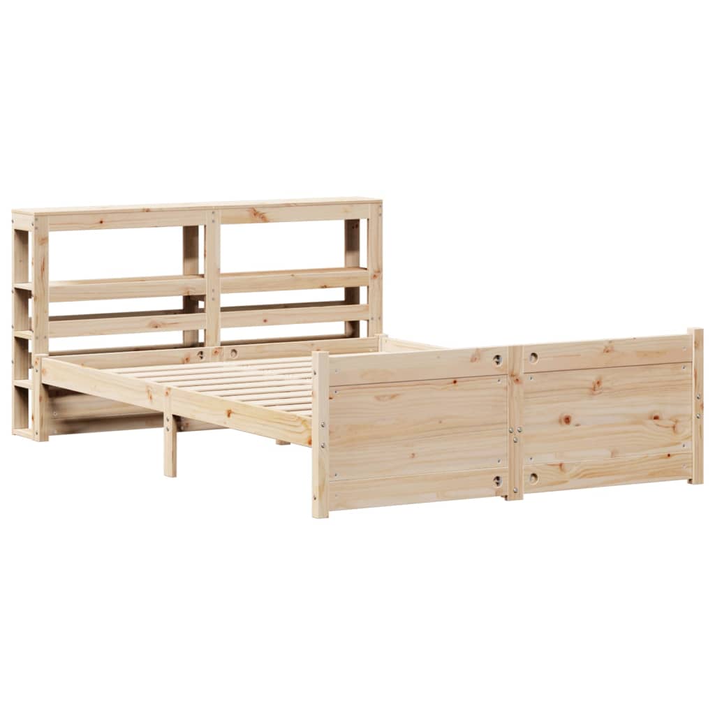 Bedframe met hoofdbord massief grenenhout 140x190 cm
