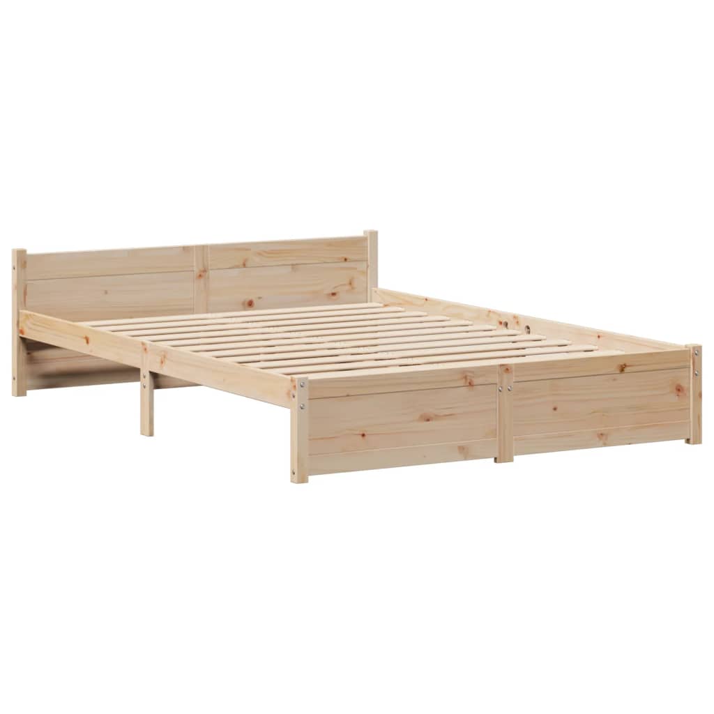 Bedframe met hoofdbord massief grenenhout 140x190 cm