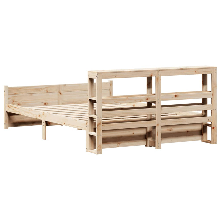 Bedframe met hoofdbord massief grenenhout 140x190 cm