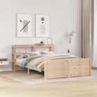 Bed frame with headboard solid pine wood 140x190 cm