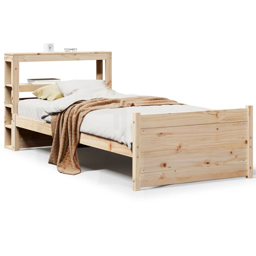 Bedframe met hoofdbord massief grenenhout 90x200 cm
