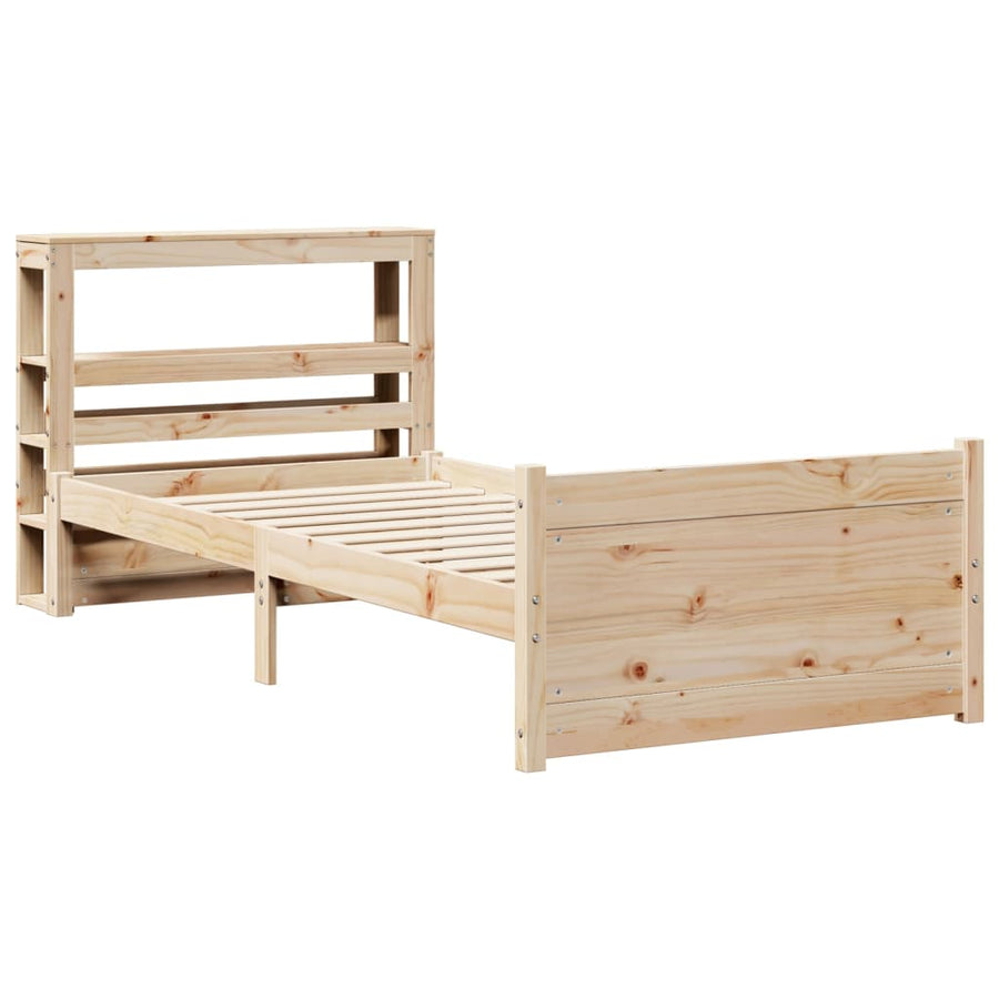 Bedframe met hoofdbord massief grenenhout 90x200 cm
