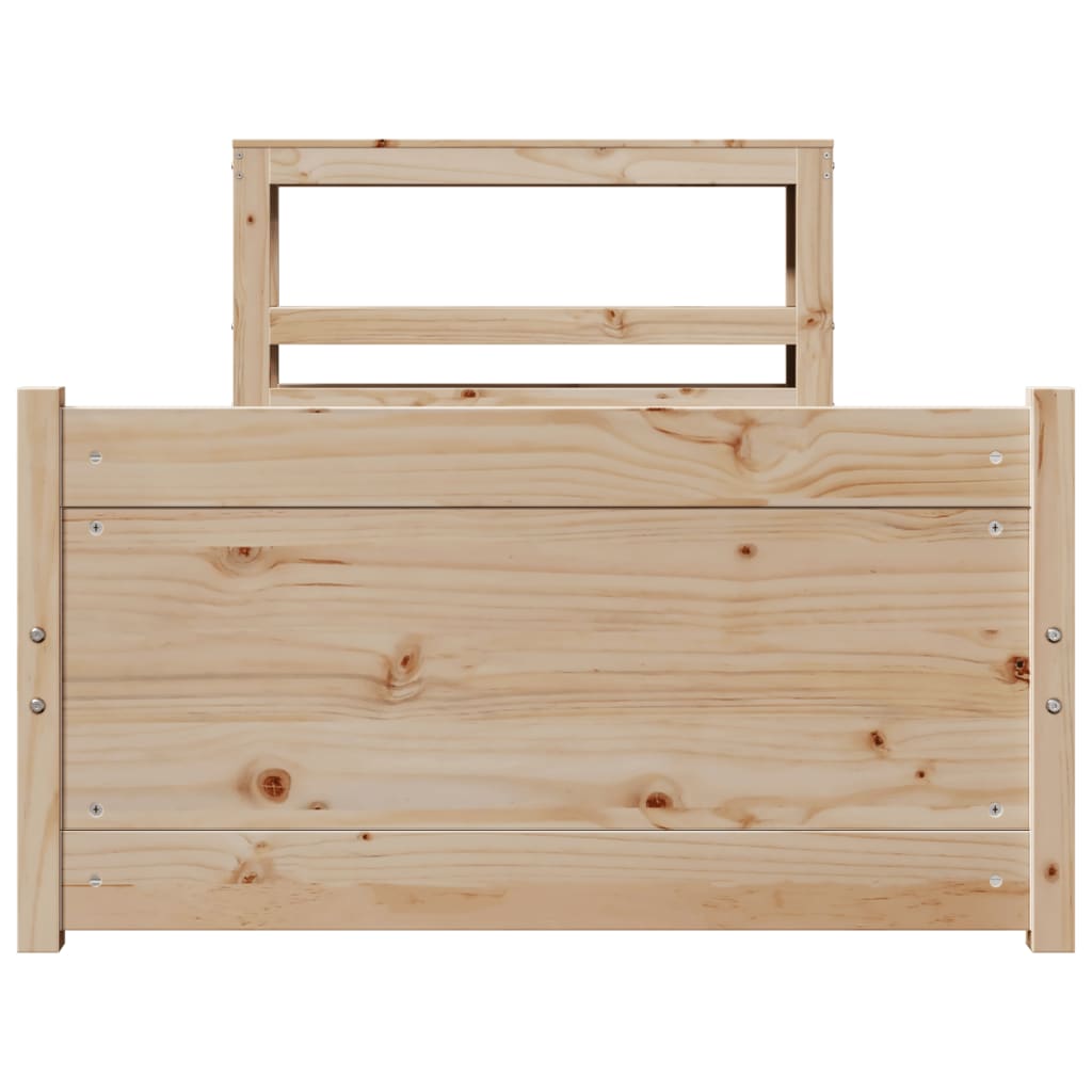 Bedframe met hoofdbord massief grenenhout 90x200 cm