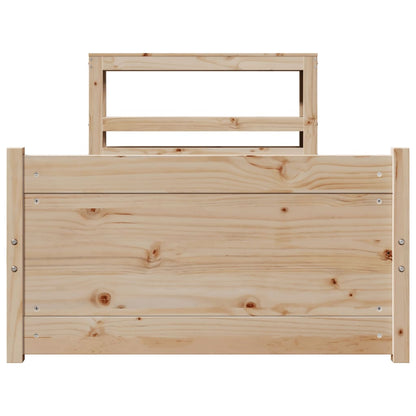 Bedframe met hoofdbord massief grenenhout 90x200 cm
