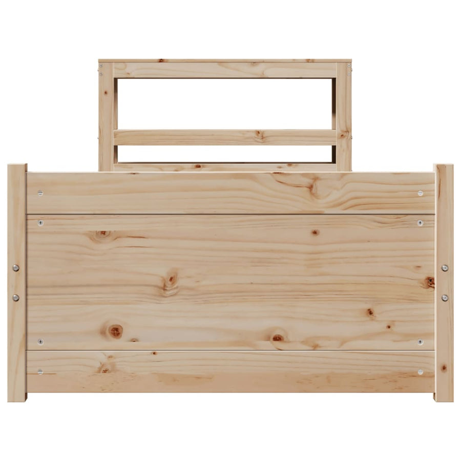 Bedframe met hoofdbord massief grenenhout 90x200 cm