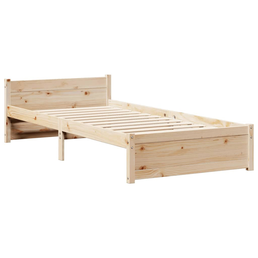Bedframe met hoofdbord massief grenenhout 90x200 cm