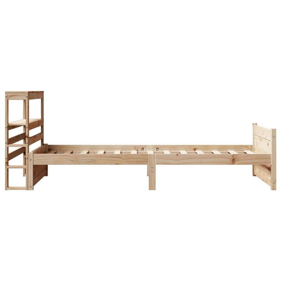 Bedframe met hoofdbord massief grenenhout 90x200 cm