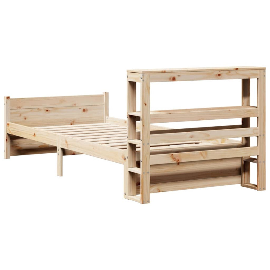 Bedframe met hoofdbord massief grenenhout 90x200 cm
