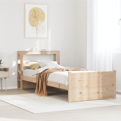 Bedframe met hoofdbord massief grenenhout 90x200 cm