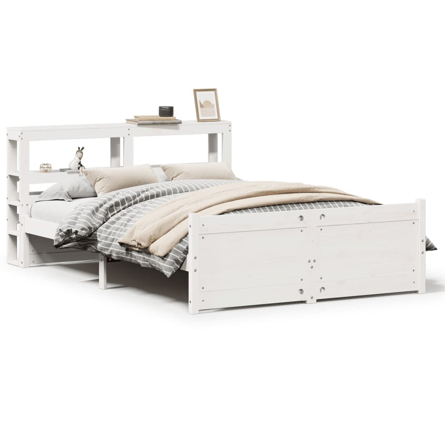 Bedframe met hoofdeinde zonder matras 120x200 cm wit