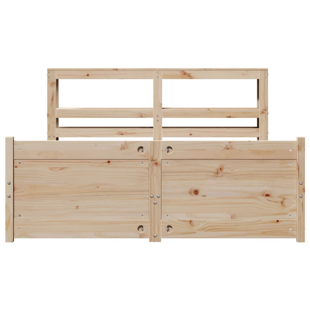 Bedframe met hoofdbord massief grenenhout wit 140x200 cm