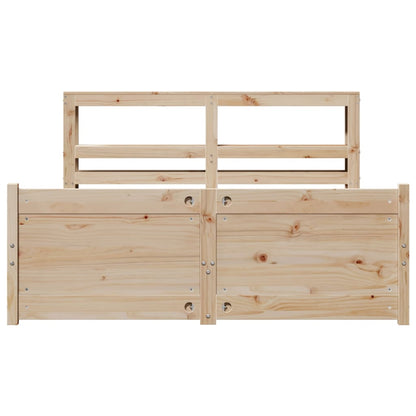 Bedframe met hoofdbord massief grenenhout wit 140x200 cm
