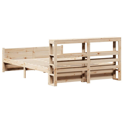Bedframe met hoofdbord massief grenenhout wit 140x200 cm