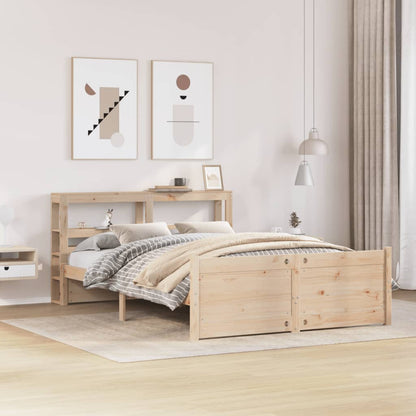 Bedframe met hoofdbord massief grenenhout wit 140x200 cm